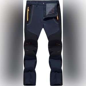TACVASEN Men's Snow/Outdoor Fleece Lining Soft Shell Pants Navy/Black SZ 36 New